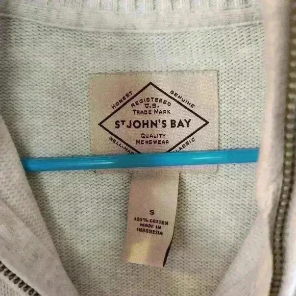 St. John's Bay half zip sweater cream men's size small - Picture 3 of 4